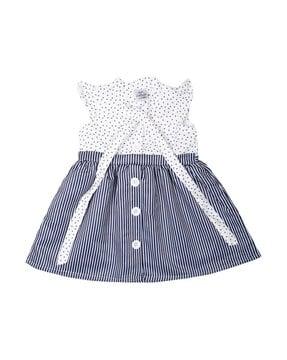 polka-dot a-line dress with button fastening