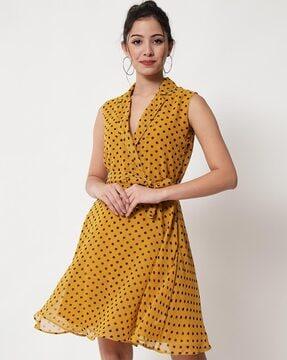 polka-dot a-line dress