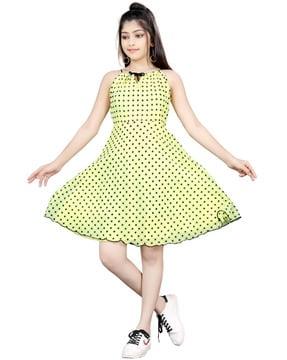 polka-dot fit and flare dress