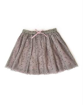 polka-dot flared skirt with elastic waist