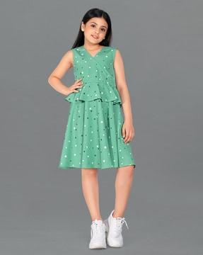 polka-dot print a-line dress