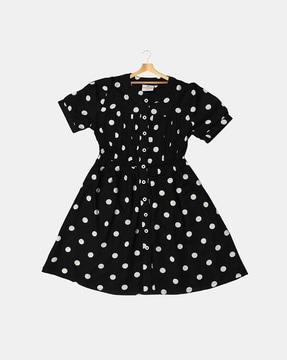 polka-dot print fit and flare dress