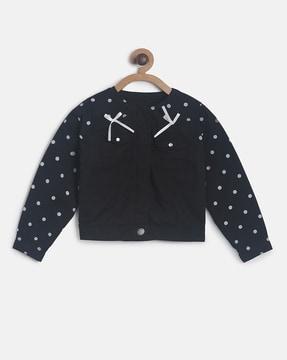 polka-dot print jacket with flap pockets