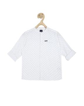 polka-dot print slim fit shirt with welt pocket