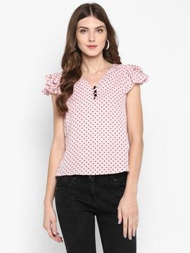 polka-dot top with tiered sleeves
