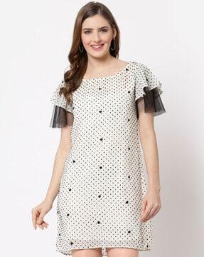 polka-dot tunic with extended sleeves