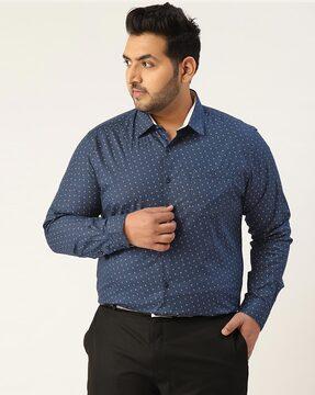 polka-dot  shirt with collar neckline