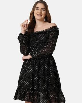 polka-dot a-line dress