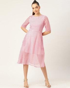 polka-dot a-line dress