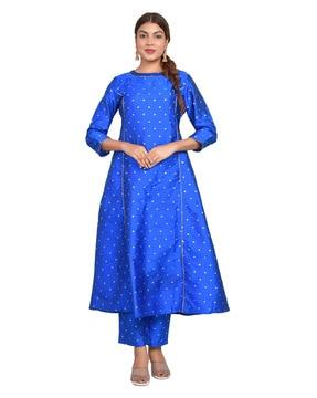 polka-dot a-line kurta set