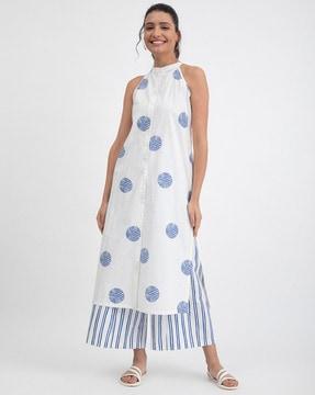 polka-dot a-line kurta