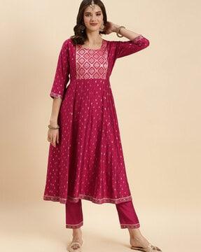 polka-dot anarkali kurta set