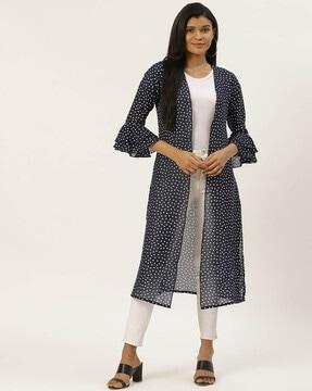 polka-dot bell sleeves front open shrug