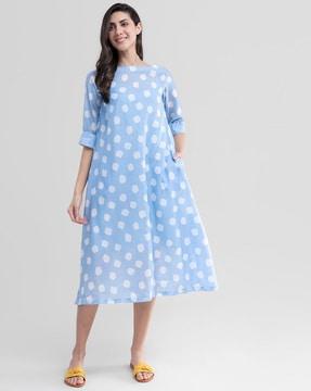 polka-dot boat-neck dress