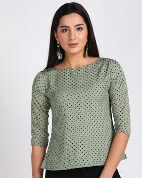 polka-dot boat-neck top