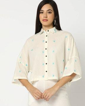 polka dot boxy fit shirt