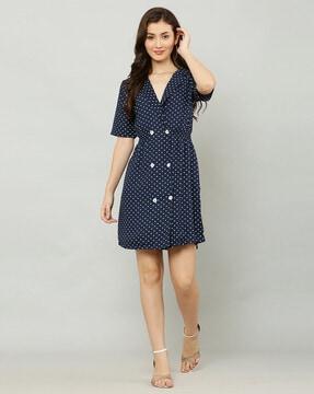 polka-dot button closure dress
