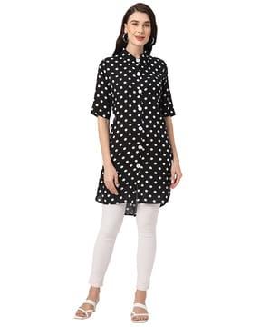 polka-dot button-down tunic