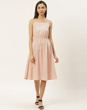 polka-dot fit & flare dress