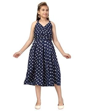 polka-dot fit & flare dress