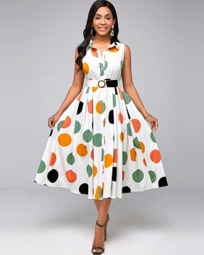 polka-dot fit & flare dress