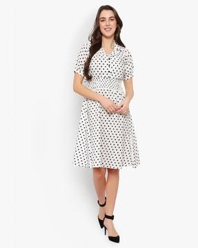 polka-dot fit & flare dress