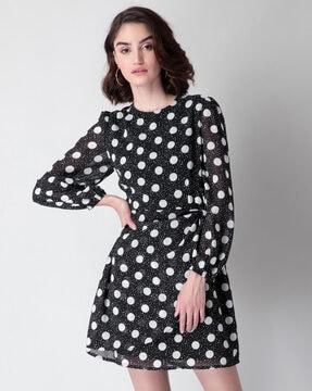 polka-dot fit & flare dress