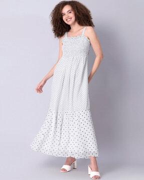 polka-dot fit & flare dress