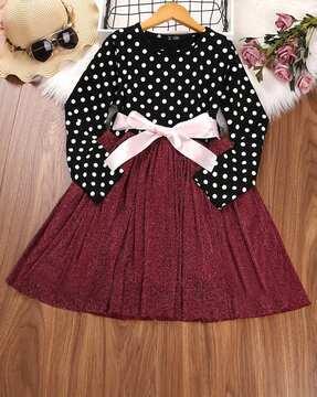 polka-dot fit & flare dress
