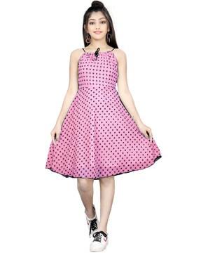 polka-dot fit and flare dress