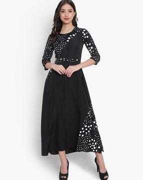 polka-dot fit and flare dress