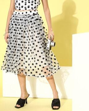 polka-dot flared skirt