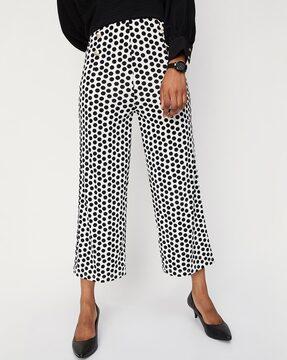 polka-dot flat-front culottes