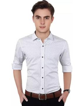 polka-dot full-sleeves shirt