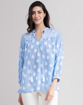 polka-dot high neck top