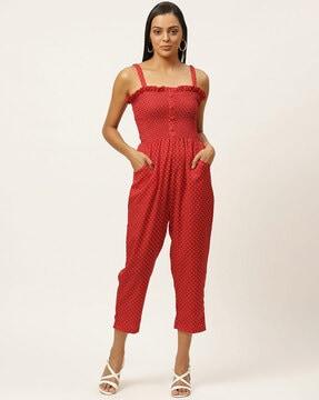 polka-dot jumpsuit with insert pockets