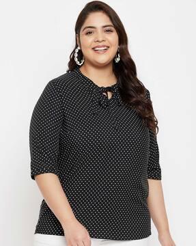 polka dot keyhole-neck top