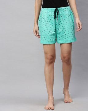 polka-dot mid-rise shorts with drawstring waistband