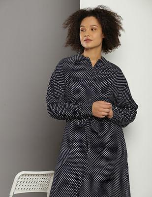 polka dot midi shirt dress