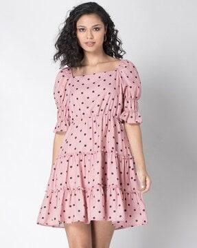 polka-dot mini tiered dress