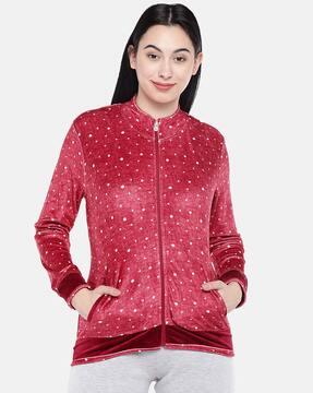 polka-dot pattern zip-front sweatshirt