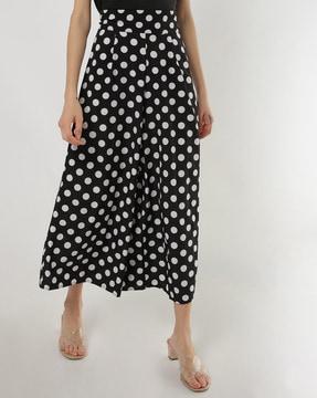 polka-dot pleated palazzos