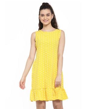 polka-dot print a-line dress