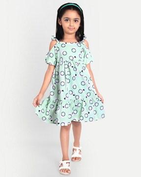 polka-dot print a-line dress