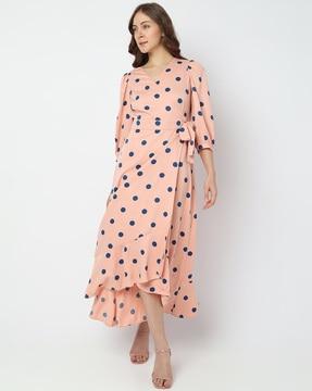 polka-dot print a-line dress