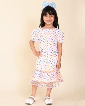 polka-dot print a-line dress