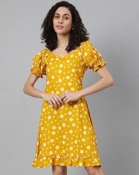 polka-dot print a-line dress