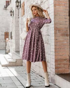 polka-dot print a-line dress