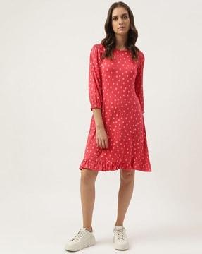 polka-dot print a-line dress