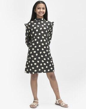 polka-dot print a-line dress